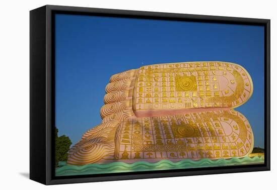 The Decorated Feet of the Mya Tha Lyaung Reclining Buddha One of the Largest in the World-Tuul-Framed Stretched Canvas