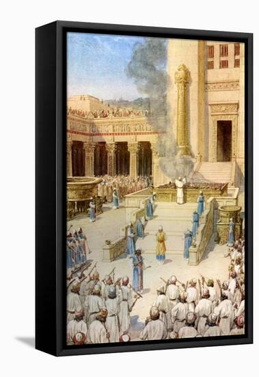 The dedication of the Temple in Jerusalem built by King Solomon - Bible-William Brassey Hole-Framed Stretched Canvas