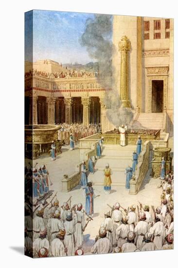 The dedication of the Temple in Jerusalem built by King Solomon - Bible-William Brassey Hole-Stretched Canvas