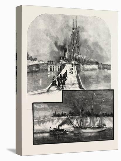 The Deep Cut and Lock No 1, New Welland Canal, Canada, Nineteenth Century-null-Stretched Canvas