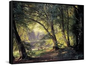 The Deer Park-Carl Frederic Aagaard-Framed Stretched Canvas