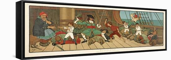 The Defeat of the Pirates from Peter Pan , Pub.1907 (Colour Litho)-John Hassall-Framed Stretched Canvas