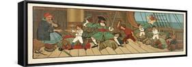 The Defeat of the Pirates from Peter Pan , Pub.1907 (Colour Litho)-John Hassall-Framed Stretched Canvas