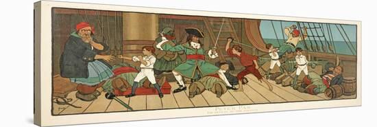 The Defeat of the Pirates from Peter Pan , Pub.1907 (Colour Litho)-John Hassall-Stretched Canvas
