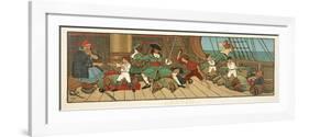The Defeat of the Pirates from Peter Pan , Pub.1907 (Colour Litho)-John Hassall-Framed Giclee Print