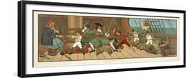 The Defeat of the Pirates from Peter Pan , Pub.1907 (Colour Litho)-John Hassall-Framed Giclee Print