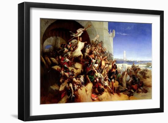 The Defence of Rhodes by Foulques de Villaret and the Knights of St. John of Jerusalem-Gustave Or Gustaaf Wappers-Framed Giclee Print