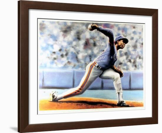 The Delivery (New York Mets Dwight Gooden)-Jack Lane-Framed Art Print