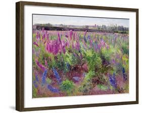 The Delphinium Field, 1991-Timothy Easton-Framed Giclee Print