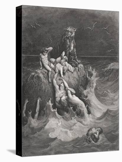 The Deluge, Illustration from Dore's 'The Holy Bible', Engraved by Pannemaker, 1866-Gustave Doré-Stretched Canvas