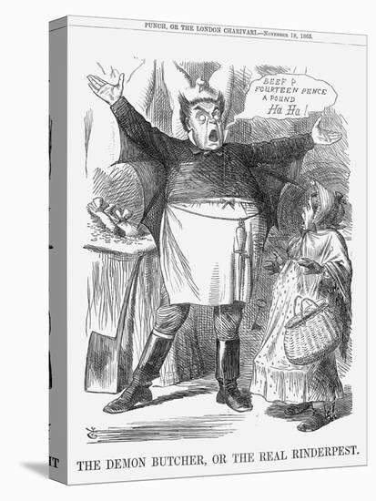 The Demon Butcher, or the Real Rinderpest, 1865-John Tenniel-Stretched Canvas