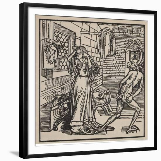 The Demon of Vanity and the Coquette, Illustration from 'Der Ritter Vom Turm', 1498-Albrecht Dürer-Framed Giclee Print