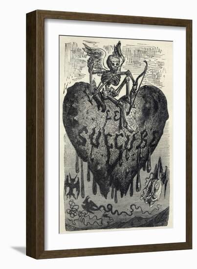 The Demonic Entity of the Succubus Portrayed as a Skeleton on a Bleeding Heart-Gustave Dor?-Framed Art Print