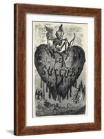 The Demonic Entity of the Succubus Portrayed as a Skeleton on a Bleeding Heart-Gustave Dor?-Framed Art Print