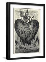 The Demonic Entity of the Succubus Portrayed as a Skeleton on a Bleeding Heart-Gustave Dor?-Framed Art Print