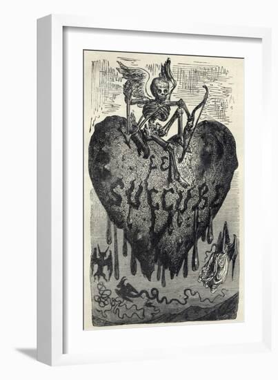 The Demonic Entity of the Succubus Portrayed as a Skeleton on a Bleeding Heart-Gustave Dor?-Framed Art Print