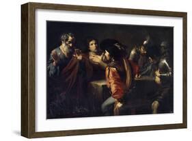 The Denial of Saint Peter, 17th Century-Valentin de Boulogne-Framed Giclee Print