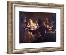 The Denial of St. Peter, C.1620-Gerrit van Honthorst-Framed Giclee Print