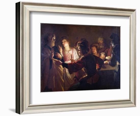 The Denial of St. Peter, C.1620-Gerrit van Honthorst-Framed Giclee Print