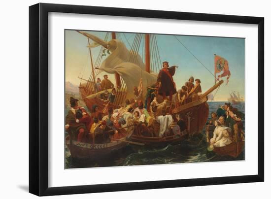 The Departure of Columbus from Palos in 1492, 1855-Emanuel Gottlieb Leutze-Framed Giclee Print