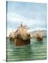 The Departure of Cristopher Columbus' Three Ships-Tancredi Scarpelli-Stretched Canvas