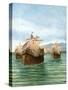 The Departure of Cristopher Columbus' Three Ships-Tancredi Scarpelli-Stretched Canvas