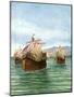 The Departure of Cristopher Columbus' Three Ships-Tancredi Scarpelli-Mounted Giclee Print