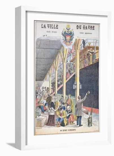 The Departure of Emigrants from Le Havre, Front Cover of a Schoolbook-G. Dascher-Framed Giclee Print