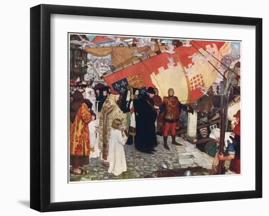 The Departure of John and Sebastian Cabot from Bristol in 1497, C1900-1930-Ernest Board-Framed Giclee Print