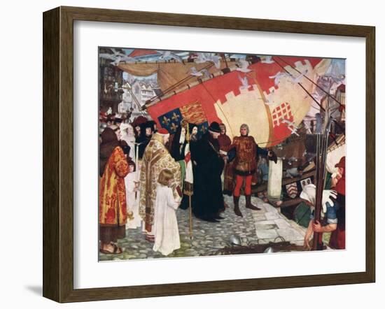 The Departure of John and Sebastian Cabot...On their First Voyage of Discovery in 1497, 1906-Ernest Board-Framed Giclee Print