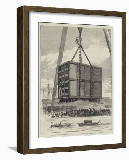 The Departure of Jumbo, Hoisting His Box from the Barge to the Quay at Millwall Docks-null-Framed Giclee Print