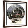 The Depot of the Union Pacific Railroad in Omaha, Nebraska (Usa), circa 1880. Colour Engraving.-null-Framed Giclee Print