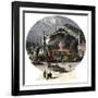 The Depot of the Union Pacific Railroad in Omaha, Nebraska (Usa), circa 1880. Colour Engraving.-null-Framed Giclee Print