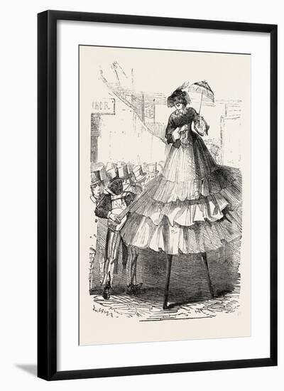 The Derby Day, Scenes by the Roadside and on the Downs: Crinoline on Stilts. Uk, 1860-null-Framed Giclee Print