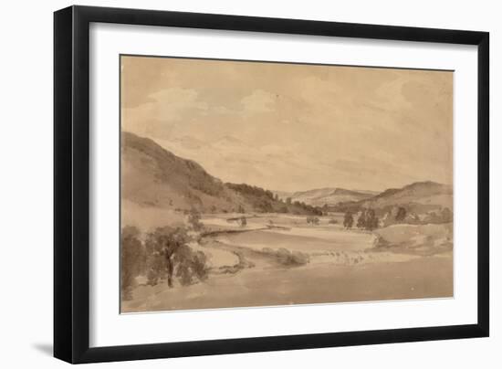 The Derwent Valley with Chatsworth in the Distance, 1801 watercolor-John Constable-Framed Giclee Print