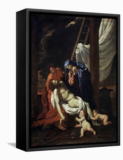 The Descent from the Cross, 1620s-Nicolas Poussin-Framed Stretched Canvas