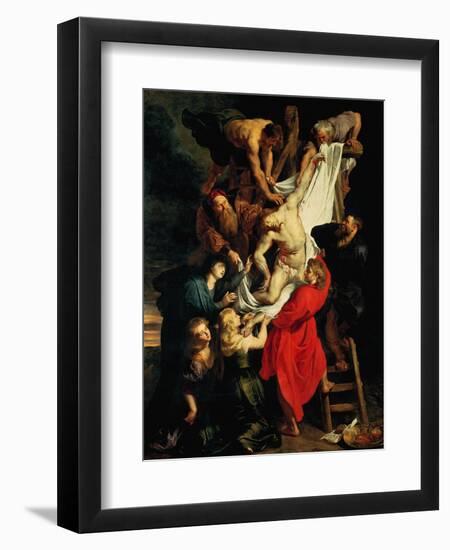 The Descent from the Cross. Central Panel, 1612-1614-Peter Paul Rubens-Framed Premium Giclee Print