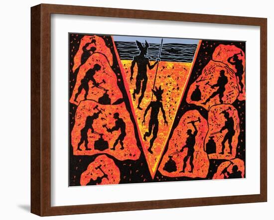 The Descent into Nibelheim, Wotan and Loge Go in Search of the Gold: Illustration for 'Die Walkure'-Phil Redford-Framed Giclee Print