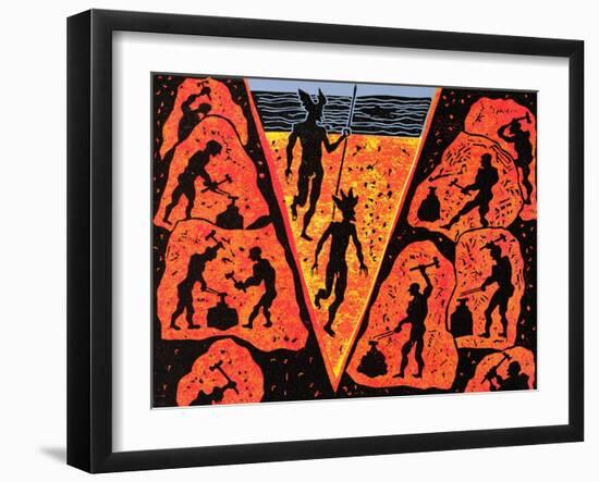 The Descent into Nibelheim, Wotan and Loge Go in Search of the Gold: Illustration for 'Die Walkure'-Phil Redford-Framed Giclee Print