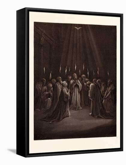 The Descent of the Spirit-Gustave Dore-Framed Stretched Canvas