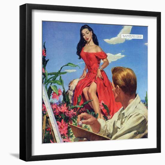 The Desert Orchird  - Saturday Evening Post "Leading Ladies", December 6, 1952 pg.43-Al Buell-Framed Giclee Print