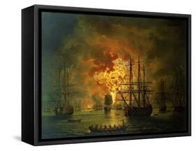 The Destruction of the Turkish Fleet at the Bay of Chesma, 1772-Jacob-Philippe Hackert-Framed Stretched Canvas