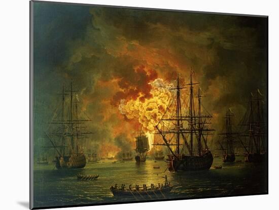 The Destruction of the Turkish Fleet at the Bay of Chesma, 1772-Jacob-Philippe Hackert-Mounted Giclee Print