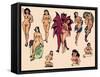 The Devil & His Ladies Authentic Mid-Century Tattoo Flash-null-Framed Stretched Canvas