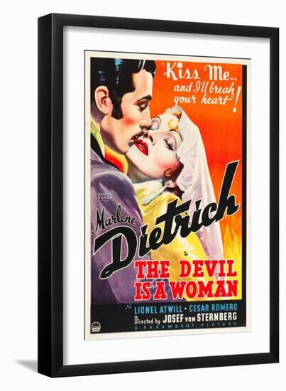 THE DEVIL IS A WOMAN, from left: Cesar Romero, Marlene Dietrich, 1935-null-Framed Premium Giclee Print