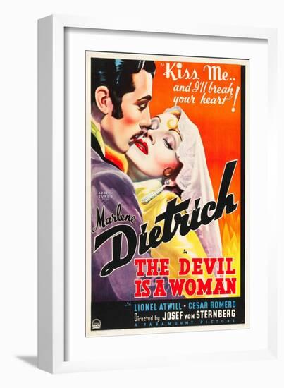 THE DEVIL IS A WOMAN, from left: Cesar Romero, Marlene Dietrich, 1935-null-Framed Premium Giclee Print