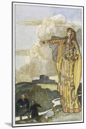 The Devine Queen Macha Curses the Men of Ulster Because They Once Insulted Her Prowess-Stephen Reid-Mounted Art Print