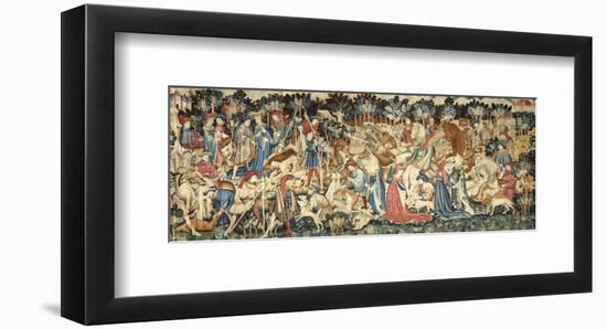 The Devonshire Hunting Tapestries; Boar and Bear Hunt, (late 1425-1430 (made) - 1430)-null-Framed Giclee Print