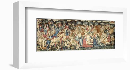 The Devonshire Hunting Tapestries; Boar and Bear Hunt, (late 1425-1430 (made) - 1430)-null-Framed Giclee Print