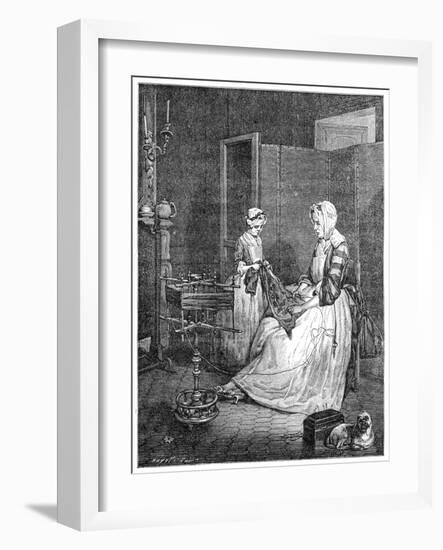 The Diligent Mother, 1740-Jean-Baptiste Simeon Chardin-Framed Giclee Print